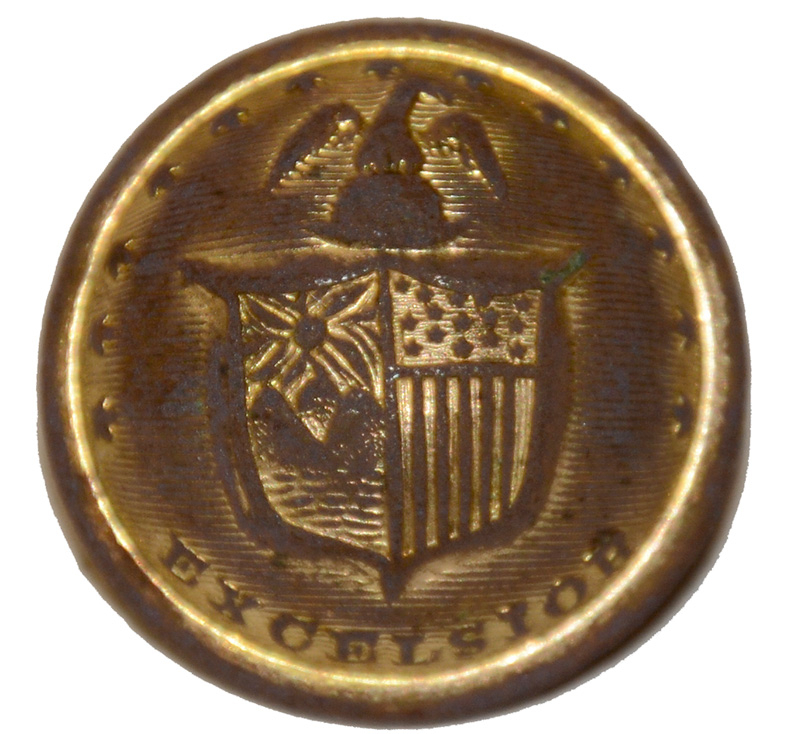 NEW YORK STATE COAT BUTTON FROM LITTLE ROUND TOP, GETTYSBURG