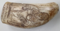 REPRODUCTION SCRIMSHAW WITH ENGRAVING OF A FLYING FISH AND WOMAN OF BARBADOES
