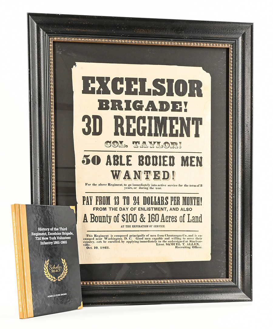 EXCELSIOR BRIGADE 1861 RECRUITING POSTER: 72nd NEW YORK