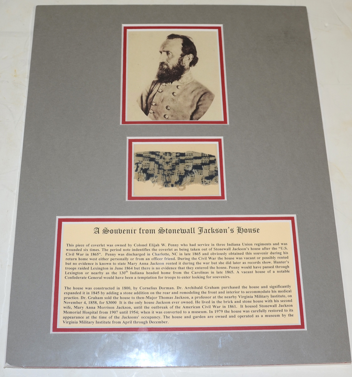 A SOUVENIR FROM STONEWALL JACKSON'S HOUSE