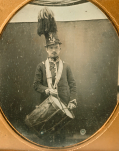 STRIKING SIXTH PLATE DAGUERREOTYPE OF AN AMERICAN MILITIA DRUMMER
