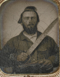 NINTH-PLATE TINTYPE OF DOUBLE ARMED REBEL
