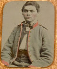 FANTASTICALLY CLEAR AMBROTYPE OF A YOUNG CONFEDERATE ARTILLERYMAN