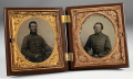 DOUBLE CASED CLEAR IMAGES OF TWO CONFEDERATE PRIVATES