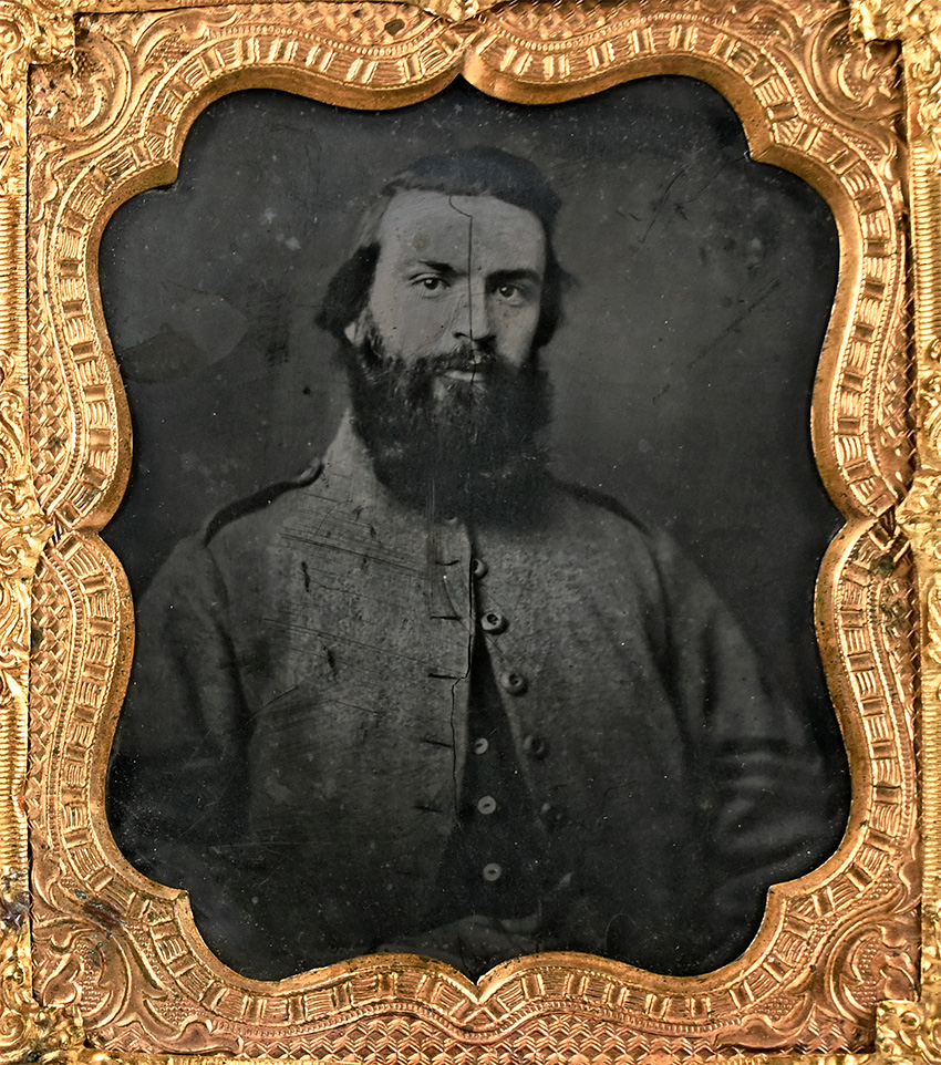 CONFEDERATE SERGEANT IN RICHMOND DEPOT JACKET WITH GIBSON WOOD BUTTONS