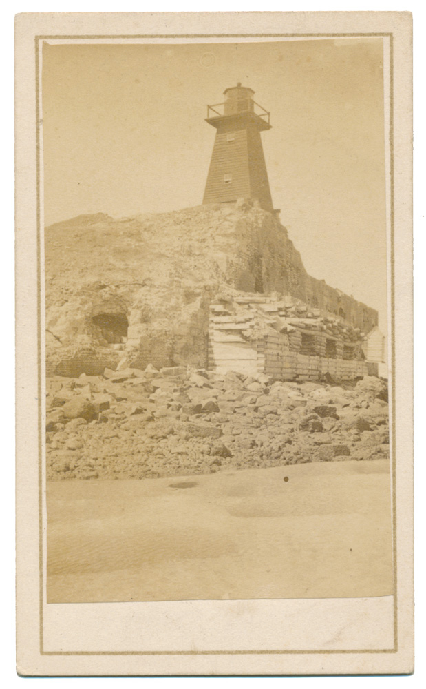CDV OF LIGHT HOUSE ATOP BATTERED FORT SUMTER