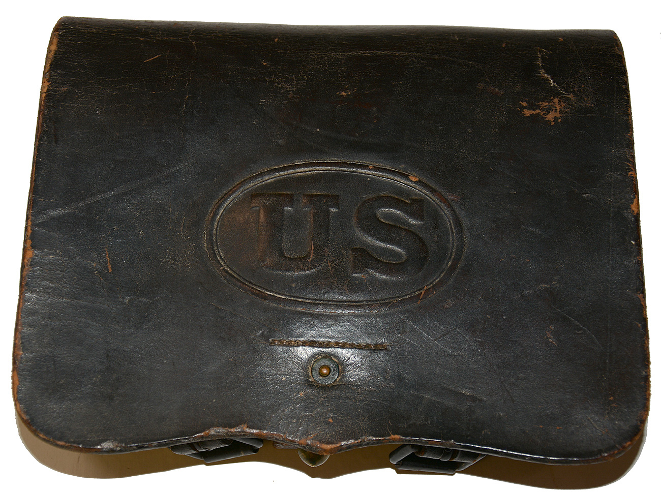 MAKER MARKED JULY 1864 PATTERN CARTRIDGE BOX WITH VERBAL ID TO 43RD NEW YORK SOLDIER