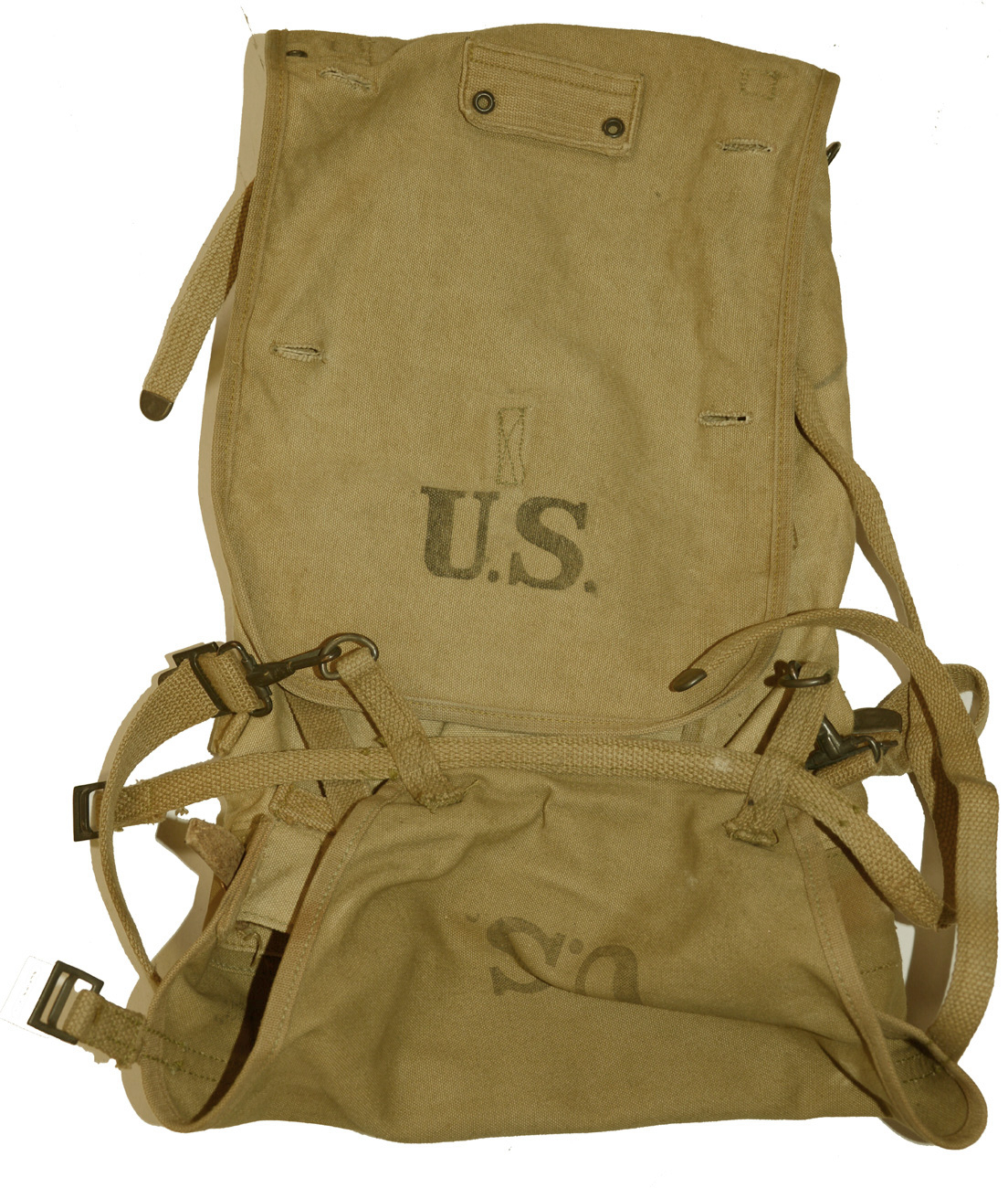 US MODEL 1910 HAVERSACK WITH ATTACHED PACK CARRIER - DATED 1918