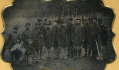 INTERESTING OUTDOOR TINTYPE OF ELEVEN UNION SOLDIERS & THEIR DRUMMER