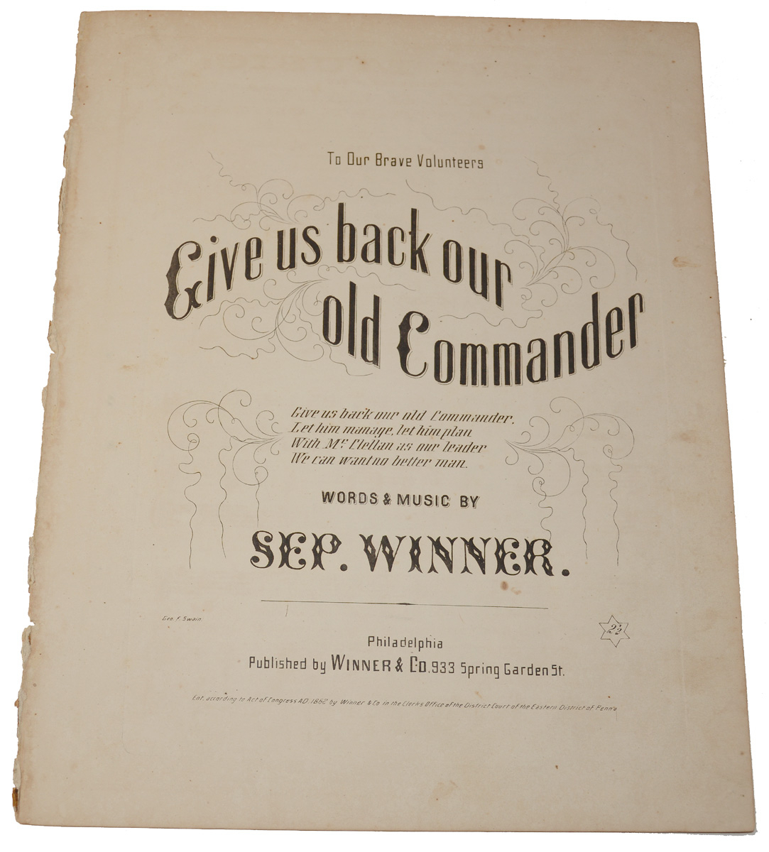 SONG SHEET – GIVE US BACK OUR OLD COMMANDER