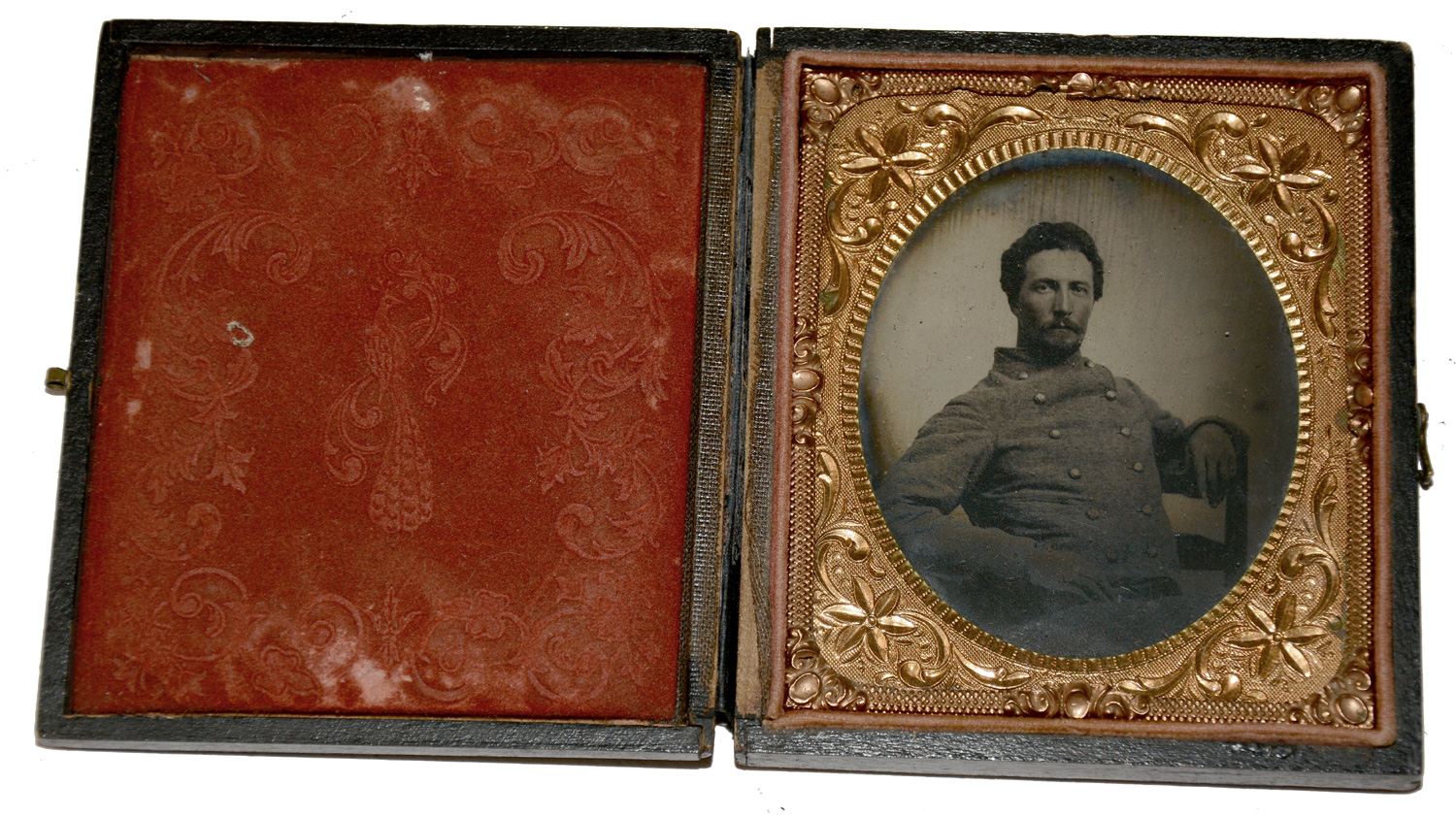 SIXTH-PLATE TINTYPE OF SEATED CONFEDERATE