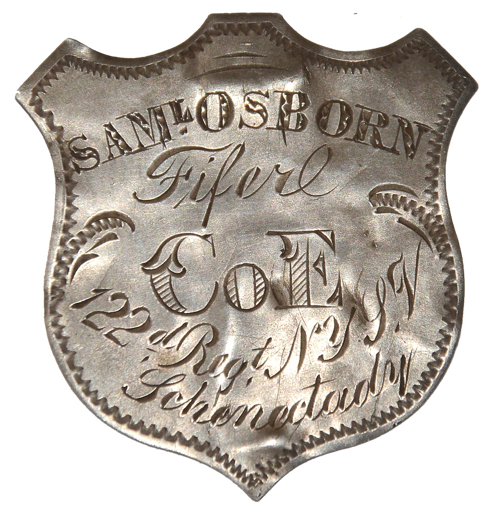 IDENTIFICATION SHIELD FOR 122ND NEW YORK MUSICIAN SAMUEL OSBORN