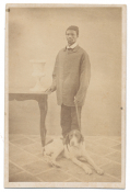 CDV OF AFRICAN-AMERICAN MAN WITH DOG