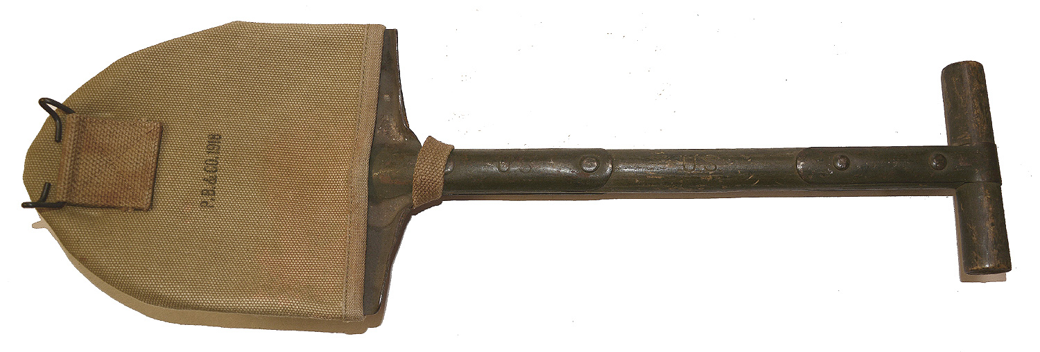 US WORLD WAR ONE/TWO “T” HANDLE SHOVEL WITH 1918 COVER