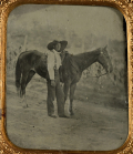 LIKELY SOUTHERN OUTDOOR TINTYPE OF MAN AND HORSE