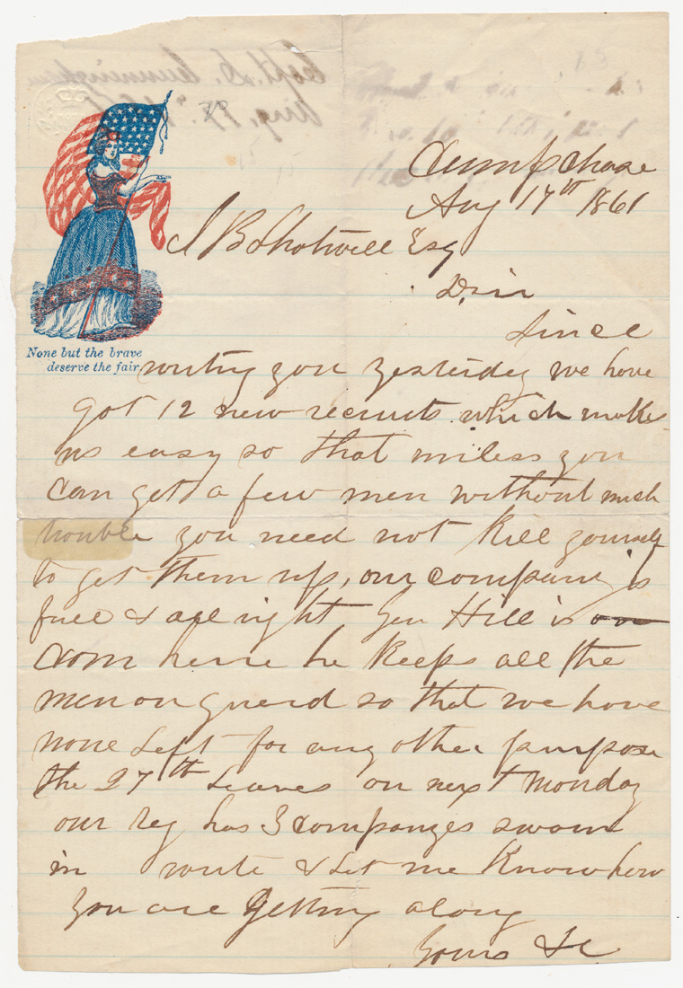 UNION SOLDIER LETTER—CAPTAIN DAVID CUNNINGHAM, CO. “B”, 30TH OHIO INFANTRY