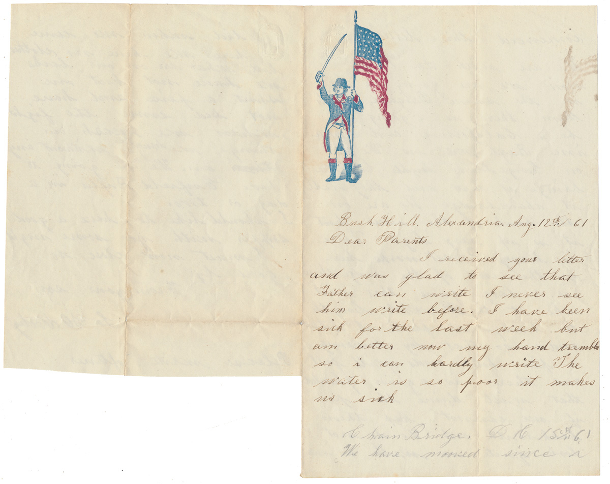AUG. 1861 UNION SOLDIER LETTER—PRIVATE HENRY L. COOLEY, CO. “C”, 2ND VERMONT INFANTRY [GETTYSBURG REGIMENT]