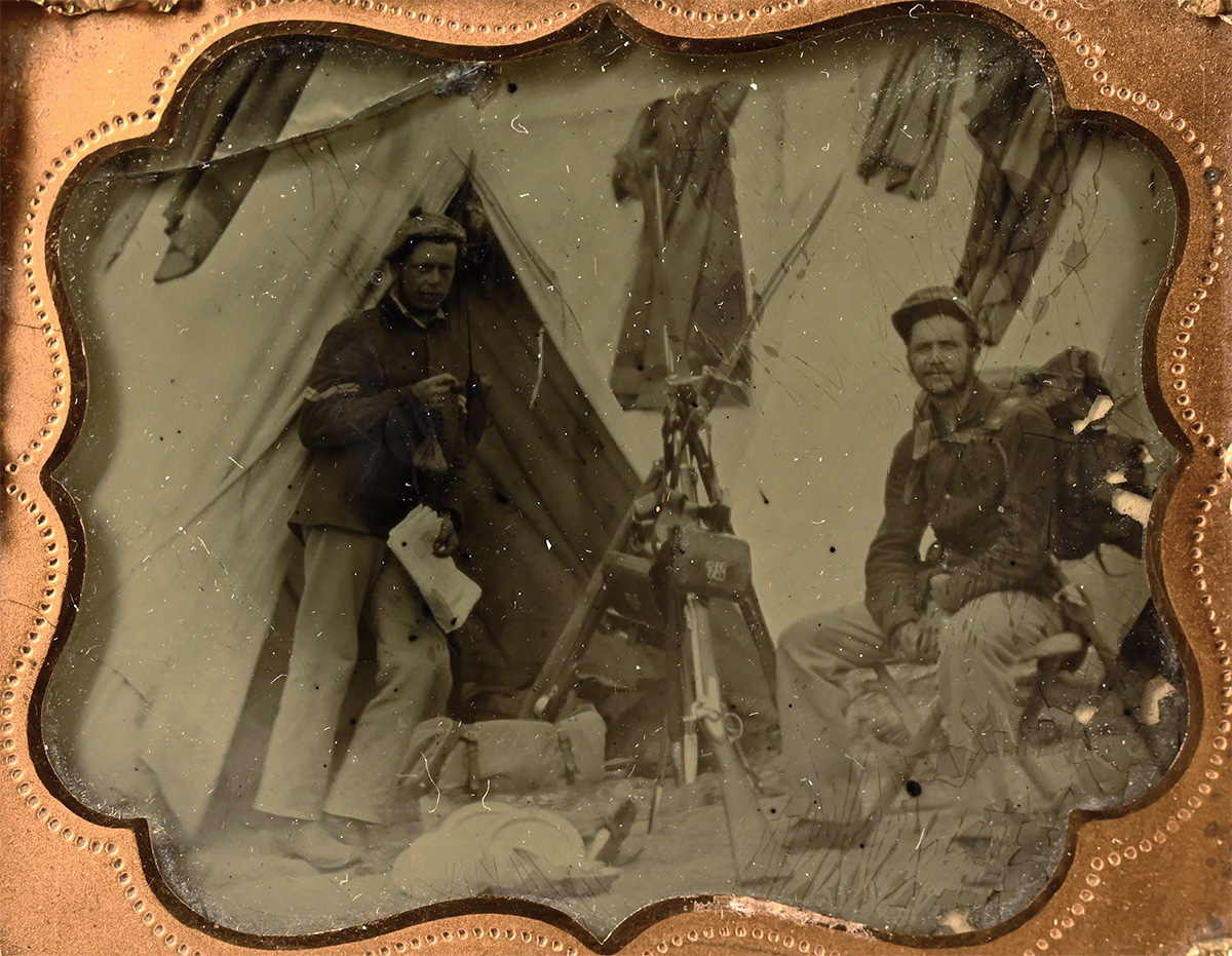 22nd NEW YORK STATE MILITIA AT HARPERS FERRY 1862 WITH ENFIELD SHORT RIFLES, EQUIPMENT AND GEAR, TENTS, A LOT GOING ON!