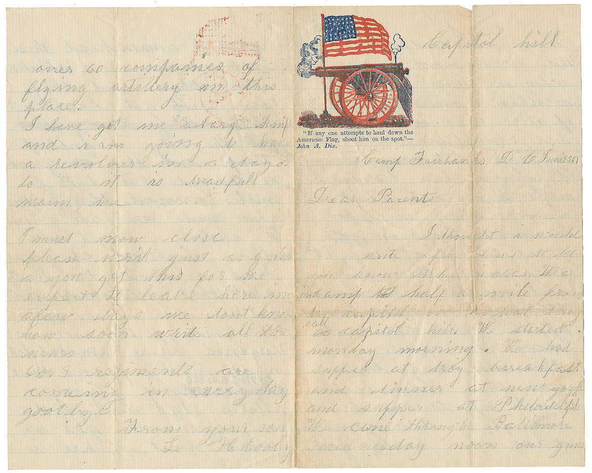 JUNE 1861 UNION SOLDIER LETTER - PRIVATE HENRY L. COOLEY, CO. “C”. 2ND VERMONT INFANTRY