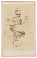 CDV CARICATURE OF INDIAN WAR DANCE WITH UNKNOWN MAN'S HEAD IMPOSED