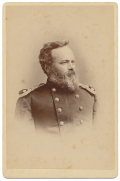 CABINET CARD OF UNIDENTIFIED INDIAN WAR-ERA OFFICER, CALIFORNIA BACKMARK