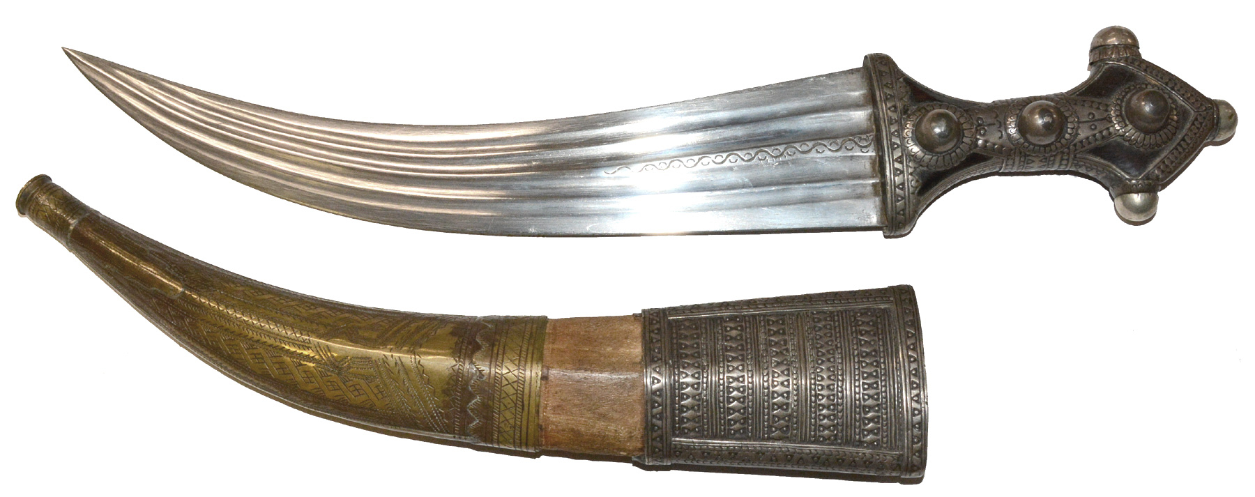 SPLENDID ARABIC SILVER MOUNTED JAMBIYA