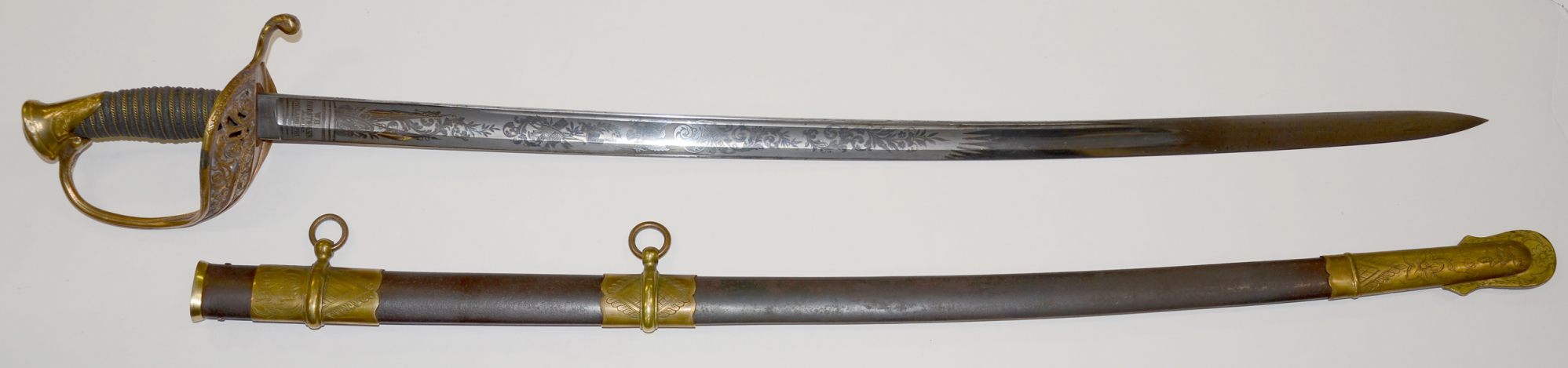 INSCRIBED HORSTMANN 1850 FOOT OFFICER’S SWORD OF LT. GEORGE KENNEY, LIKELY BAKER’S CALIFORNIA REGIMENT, MORTALLY WOUNDED AT GLENDALE