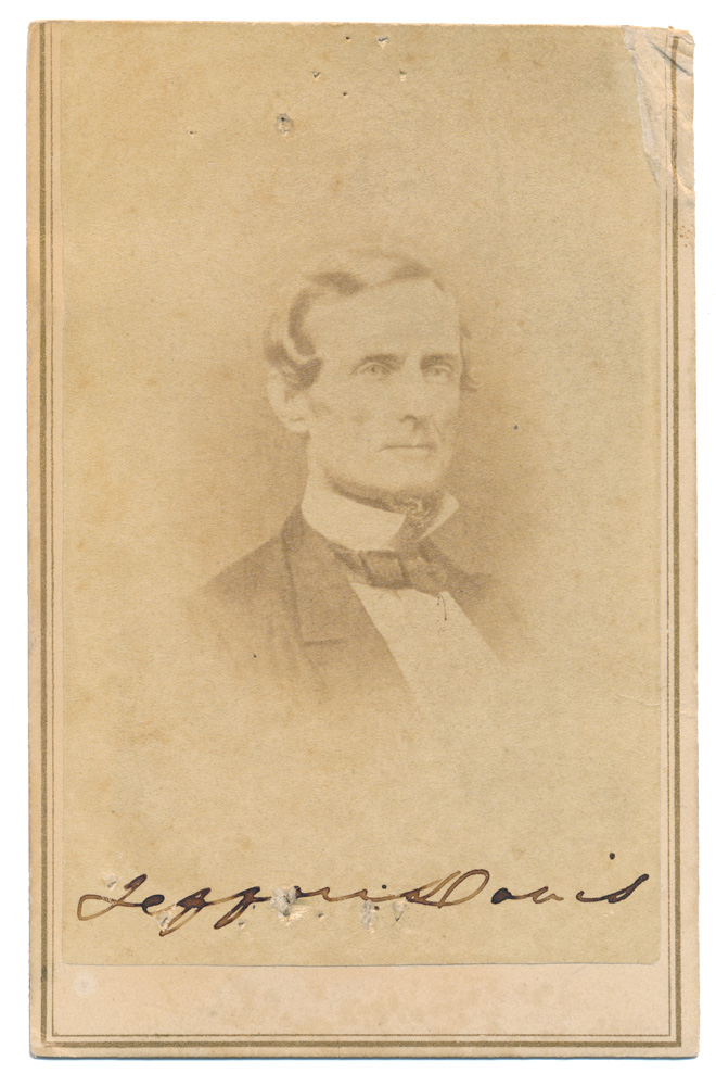CDV OF CONFEDERATE STATES PRESIDENT JEFF DAVIS, SIGNED