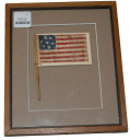 SMALL FRAMED HAND HELD CONFEDERATE PATTERN FLAG