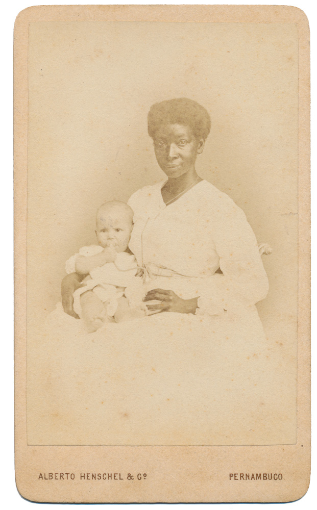 CDV OF AFRICAN-AMERICAN WOMAN HOLDING WHITE BABY