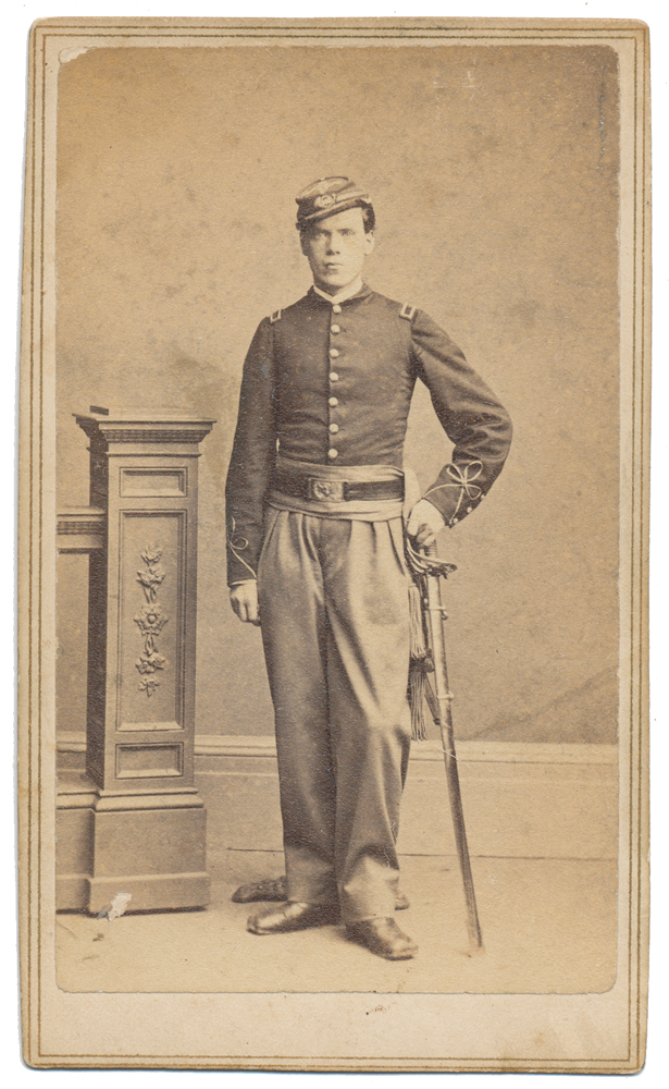 INK ID FULL STANDING VIEW OF 5TH & 146TH NEW YORK OFFICER WHO WAS WOUNDED AT GAINES’MILL & CAPTURED IN THE WILDERNESS - JOHN MCGEEHAN