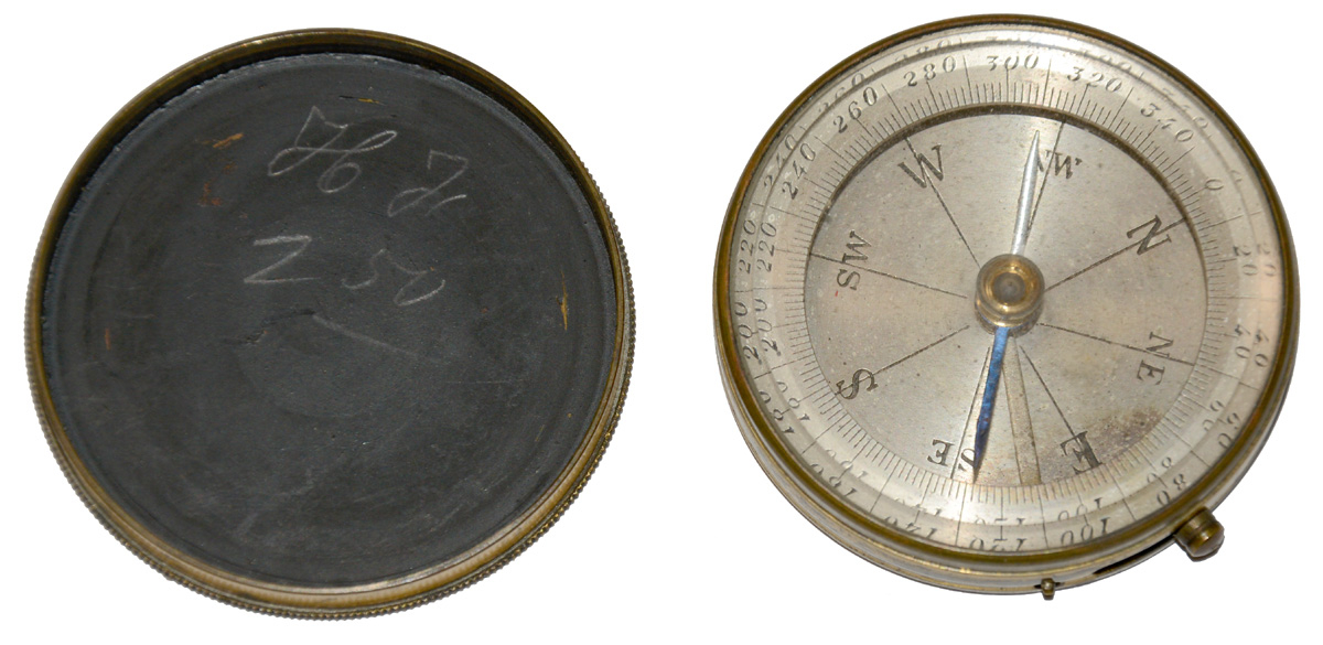 19TH CENTURY BRASS POCKET COMPASS WITH LID – STILL WORKS