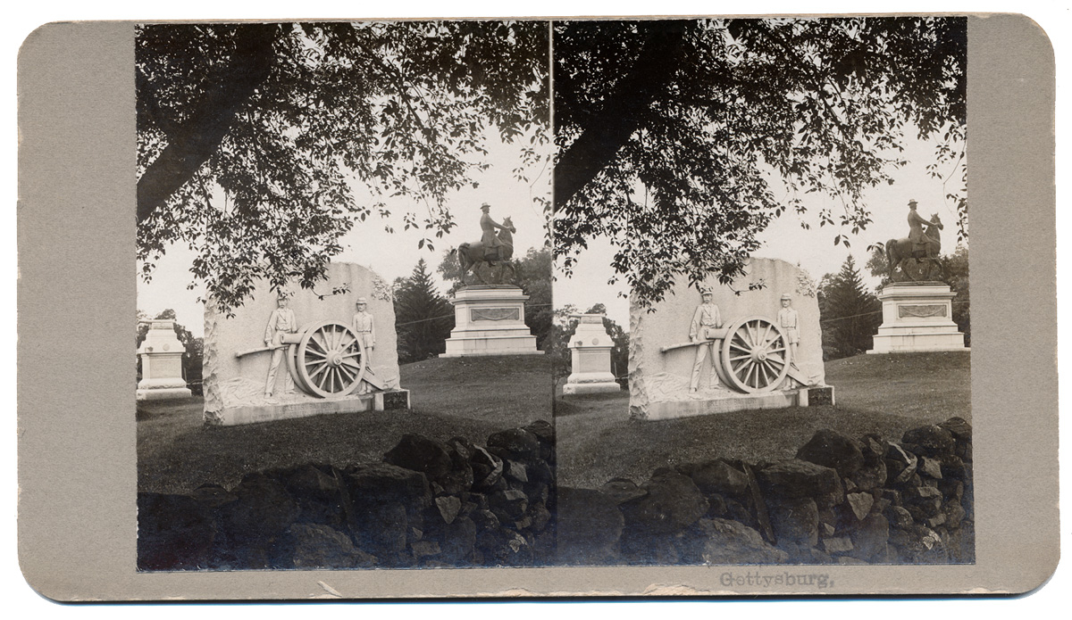 STEREO VIEW OF MONUMENTS ON EAST CEMETERY HILL