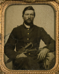 CONFEDERATE SOLDIER WITH LARGE D-GUARD BOWIE KNIFE