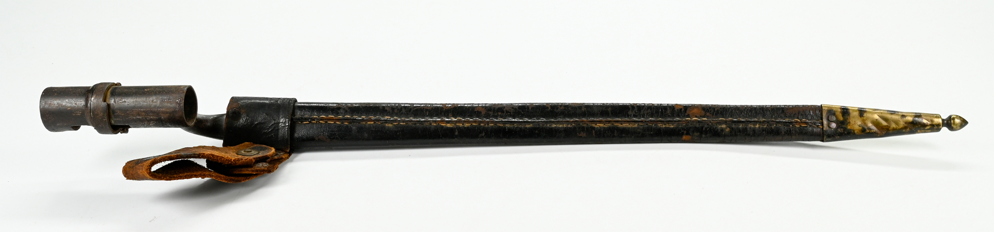 SHORTENED MODEL 1855 BAYONET USED BY CADETS - WITH SCABBARD