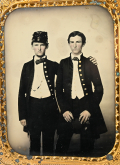 WONDERFUL HALF PLATE AMBROTYPE OF JOHN W. LEA, THREE TIMES WOUNDED, COLONEL 5th NORTH CAROLINA, AND CUSTER FRIEND, WITH W.R. JONES, C.S. CAPTAIN AND ASST. CHIEF OF ARTILLERY IN TEXAS, AND AS WEST POINT CADETS