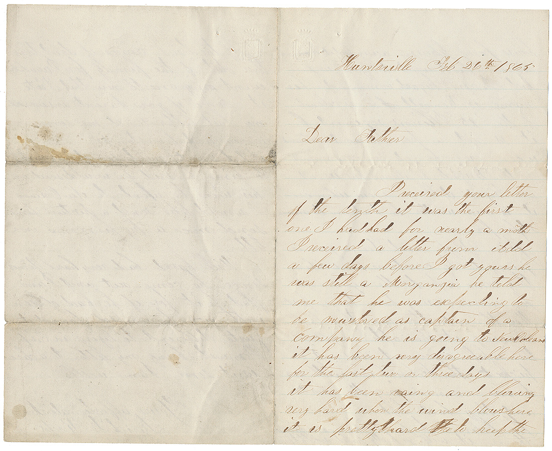 FEBRUARY 1865 SOLDIER LETTER - PRIVATE DAVID D. KREPS, 77TH PENNSYLVANIA INFANTRY, TO HIS FATHER