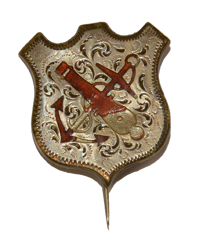 INSCRIBED WARTIME GOLD AND ENAMEL 9th CORPS BADGE OF CHARLES LYMAN 14th NY HEAVY ARTILLERY, INFANTRY IN 1864: 215 BATTLE DEATHS, 440 WOUNDED! 