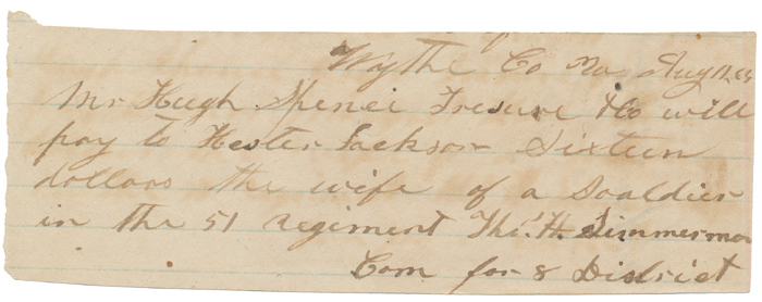 ALLOTMENT CHECK FOR WYTHE COUNTY, VA SOLDIER’S WIFE