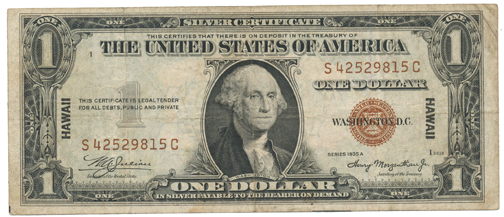 WORLD WAR II “HAWAII” OVERPRINT $1 NOTE