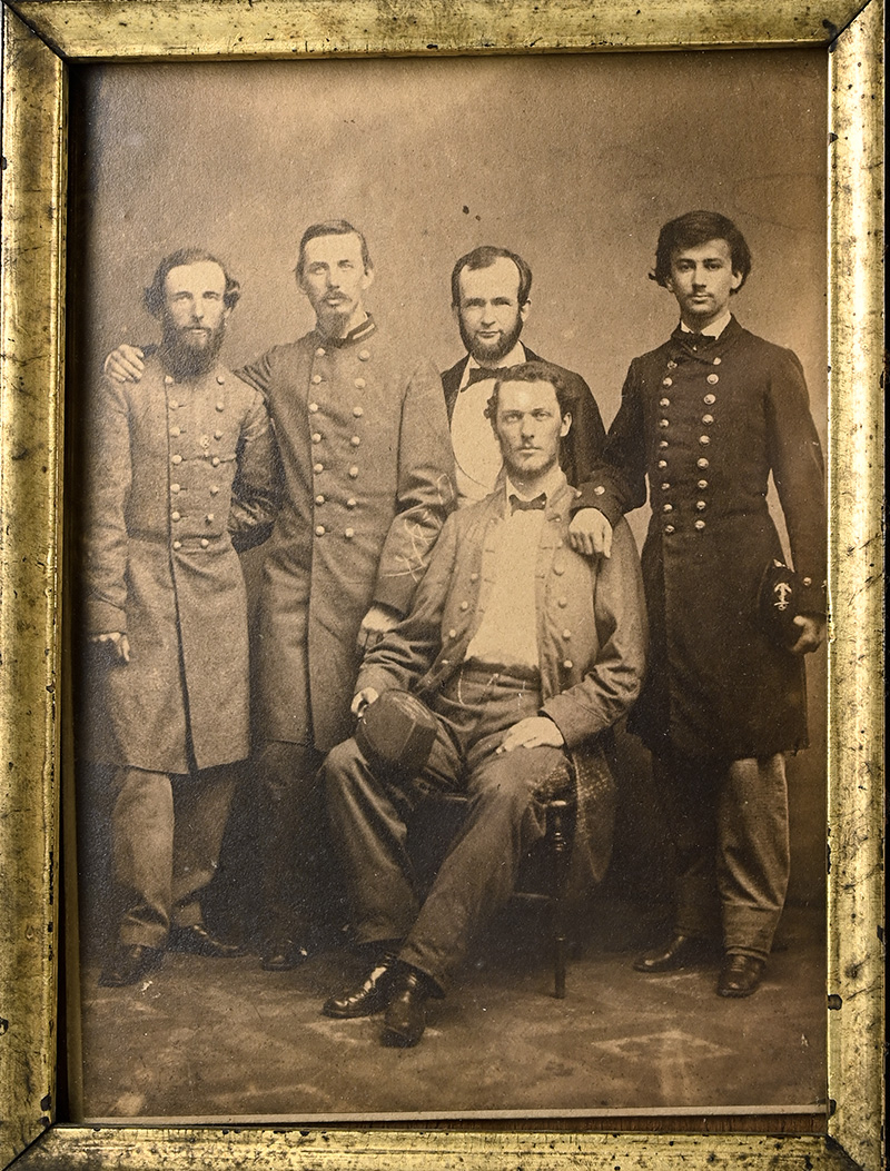 FIVE IDENTIFIED CONFEDERATE LOUISIANA OFFICERS, WASHINGTON ARTILLERY BADGE AND CS NAVY! 
