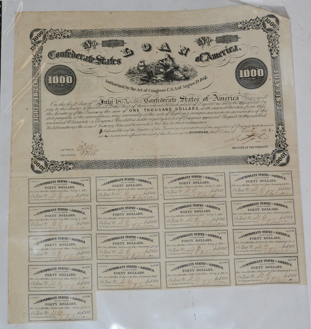 CONFEDERATE STATES OF AMERICA $1,000 BOND