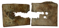 REMAINS OF BRASS SOLDIER’S STENCIL, RECOVERED AT HANSBOROUGH RIDGE -- BILL GAVIN COLLECTION