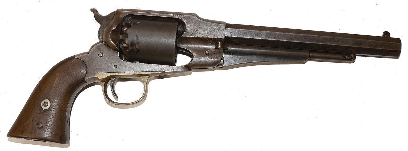 MARTIALLY MARKED REMINGTON NEW MODEL ARMY REVOLVER WITH CARVED INITIALS 