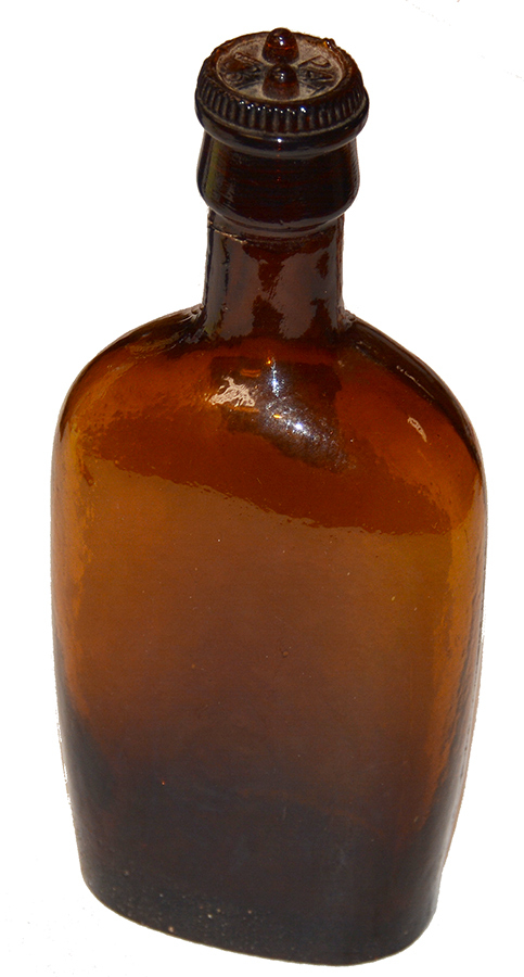 AMBER FLASK WITH THREADED STOPPER, WHITNEY GLASS WORKS, CA. 1880s – 1900