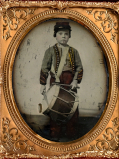 SIXTH PLATE AMBROTYPE OF YOUNG DRUMMER IN ZOUAVE UNIFORM