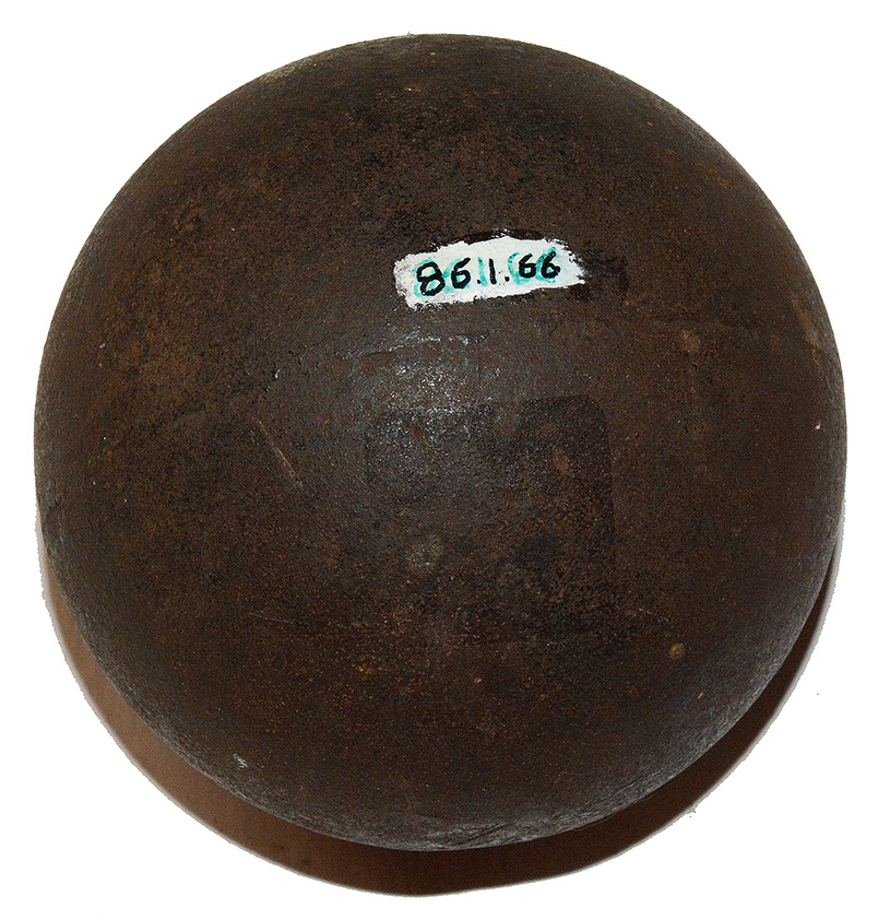 CONFEDERATE 6 POUNDER CANNON BALL FROM THE MOLLUS COLLECTION IN confederate-6-pounder-cannon-ball-from-the-mollus-collection-in