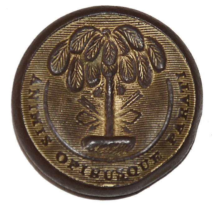 RELIC SOUTH CAROLINA STATE SEAL BUTTON, CANFIELD B/M