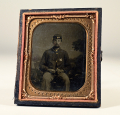 VERY NICE SIXTH-PLATE TINTYPE OF SEATED 6TH CORPS SOLDIER