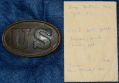 US OVAL BELT PLATE WITH FRAGMENT OF BELT EXCAVATED AT DEEP BOTTOM BY SYD KERKSIS IN 1955